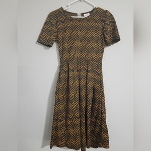 LuLaRoe Brown Chevron Midi Dress